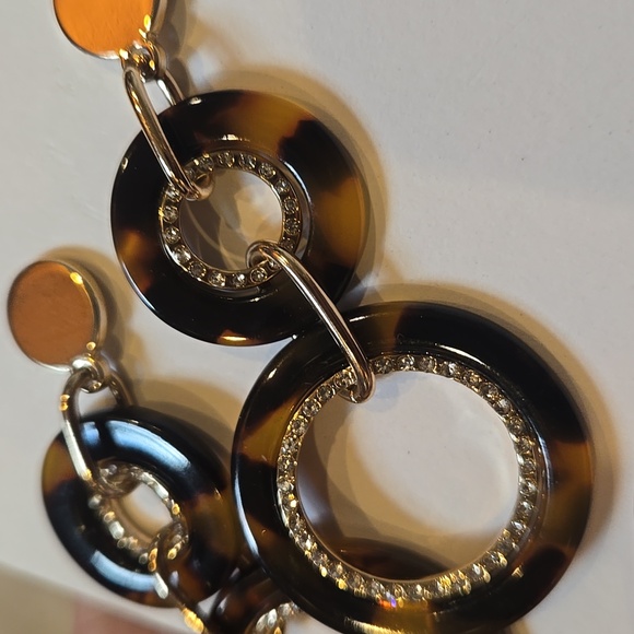 New LOFT "Sparkle Like You Mean It" Gold/Brown Tortoise Dangle Earrings - Picture 8 of 8